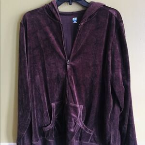 𝅺velour zip up hoodie